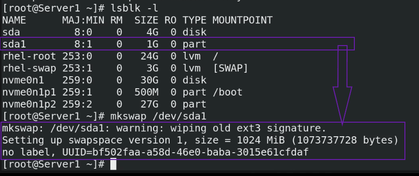 使用 mkswap 格式化 SWAP 文件