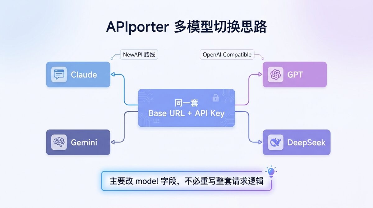 APIporter 多模型切换思路示意图