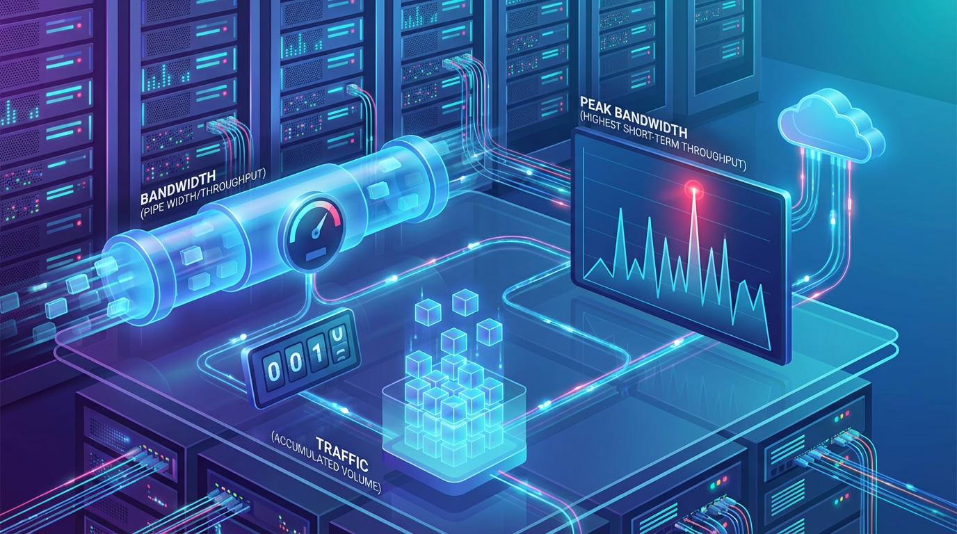服务器带宽、流量、峰值带宽，到底分别是什么意思？