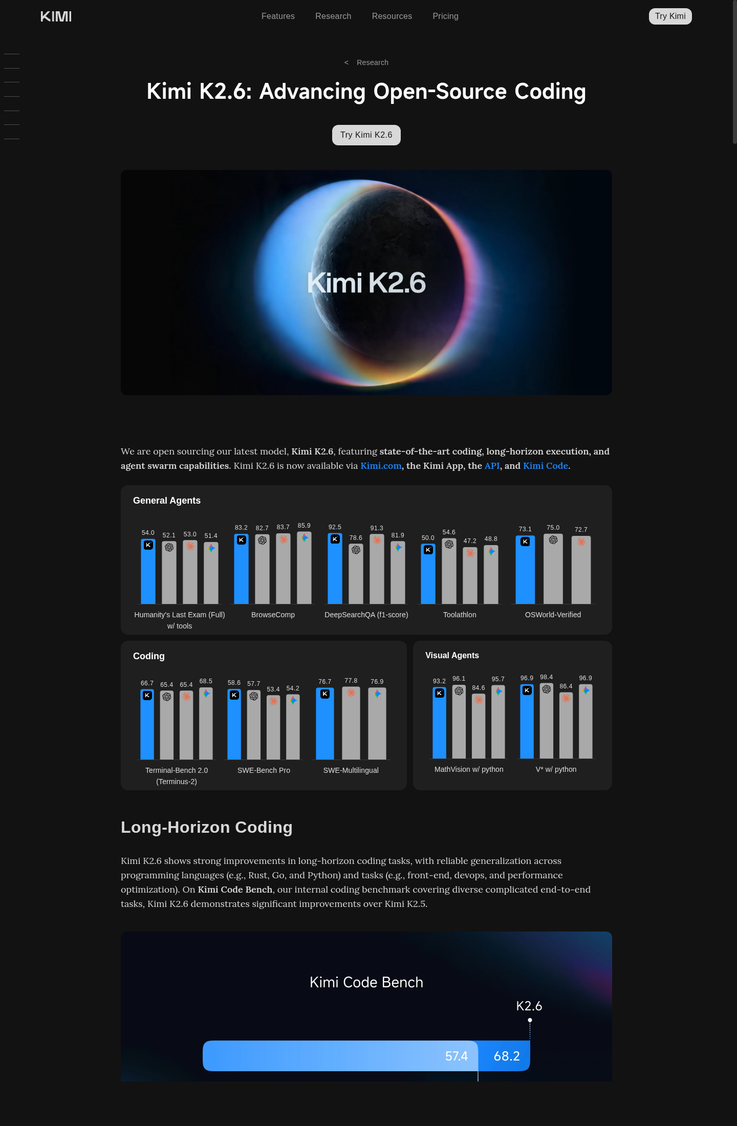 Kimi K2.6 上线：原生多模态、代码与 Agent 能力继续增强