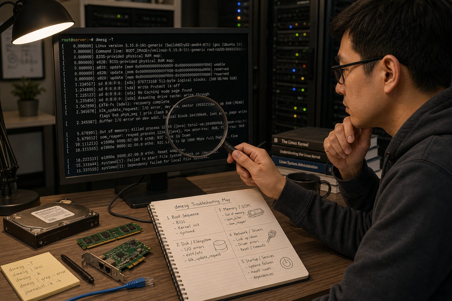 Linux 服务器终端中查看 dmesg 内核日志