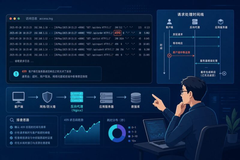 Nginx 日志里的 499 是什么?从客户端断开到超时配置的排查教程-速维云