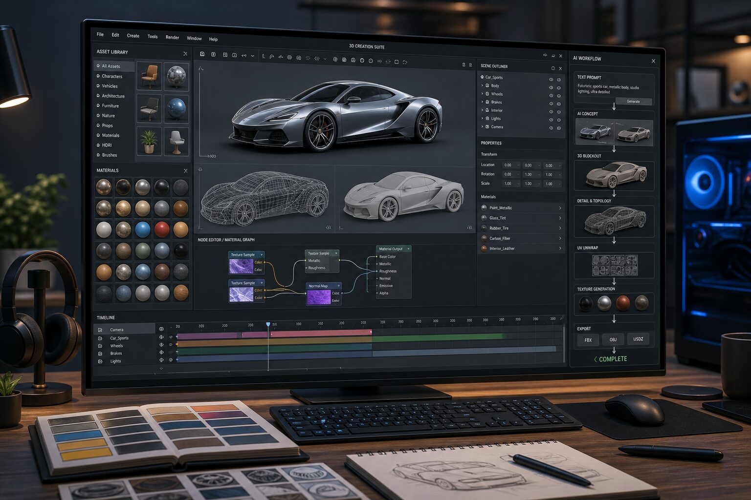 3D创作AI Agent工作流界面