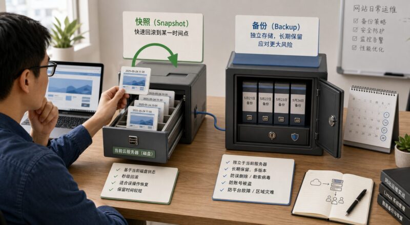 云服务器快照和备份有什么区别?别把快照当成唯一备份-速维云