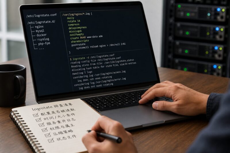 Linux 日志轮转为什么会失效？logrotate 排查与配置要点-速维云