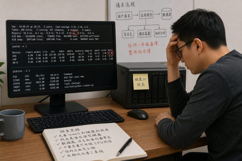 服务器磁盘 IO 很高时，为什么 CPU 看起来并不忙？-速维云